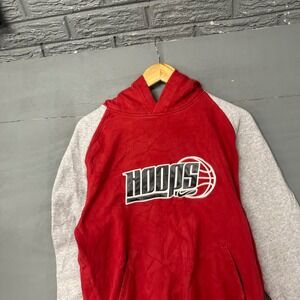 Nike Hoops Hoodie Mens XL Red Grey Raglan Pullover Basketball Graphic Fleece